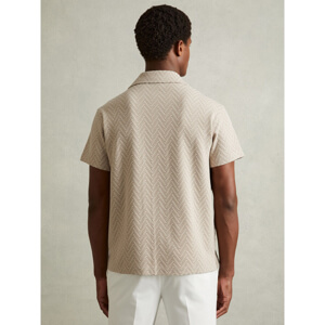 REISS JONO Zig Zag Cuban Collar Shirt